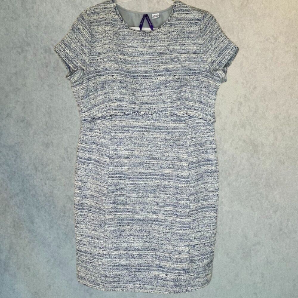 Seraphine Navy & White Tweed Shift Midi Dress